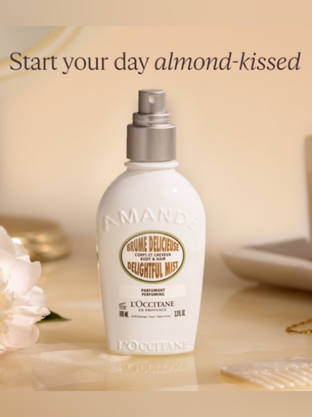 L'Occitane Amande Delightful Hair & Body Mist 3.3 oz/100 ml